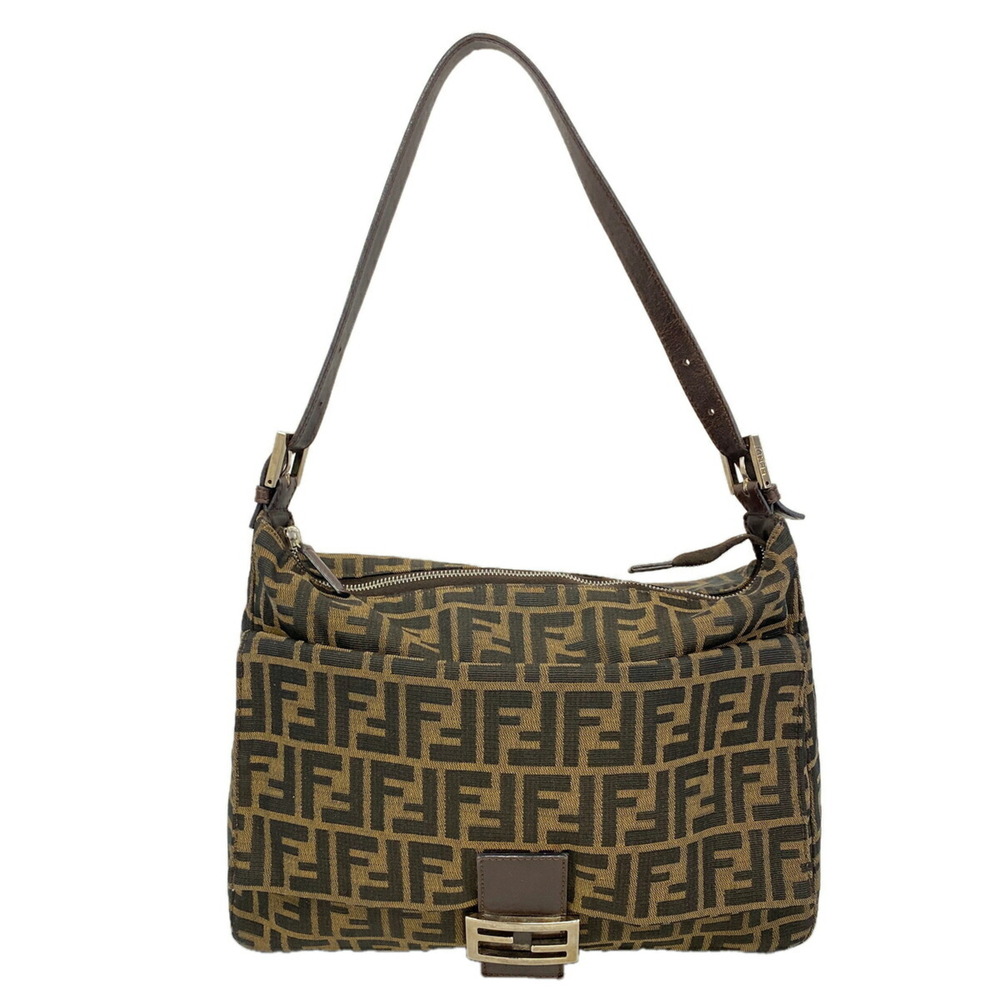 Fendi Zucca Nylon Canvas Shoulder Bag, Brown, Women's